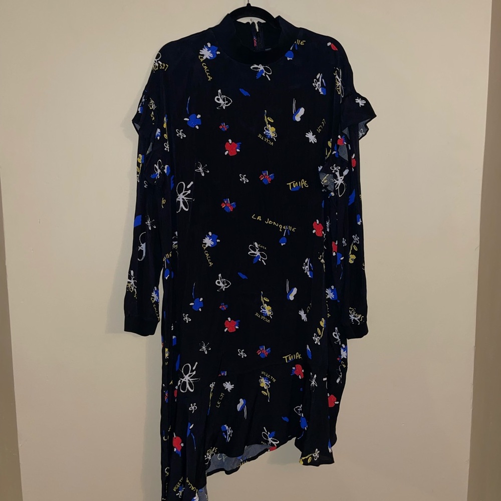 Collusion Long Sleeve Asymmetrical & Ruffle Sleeve Dress
